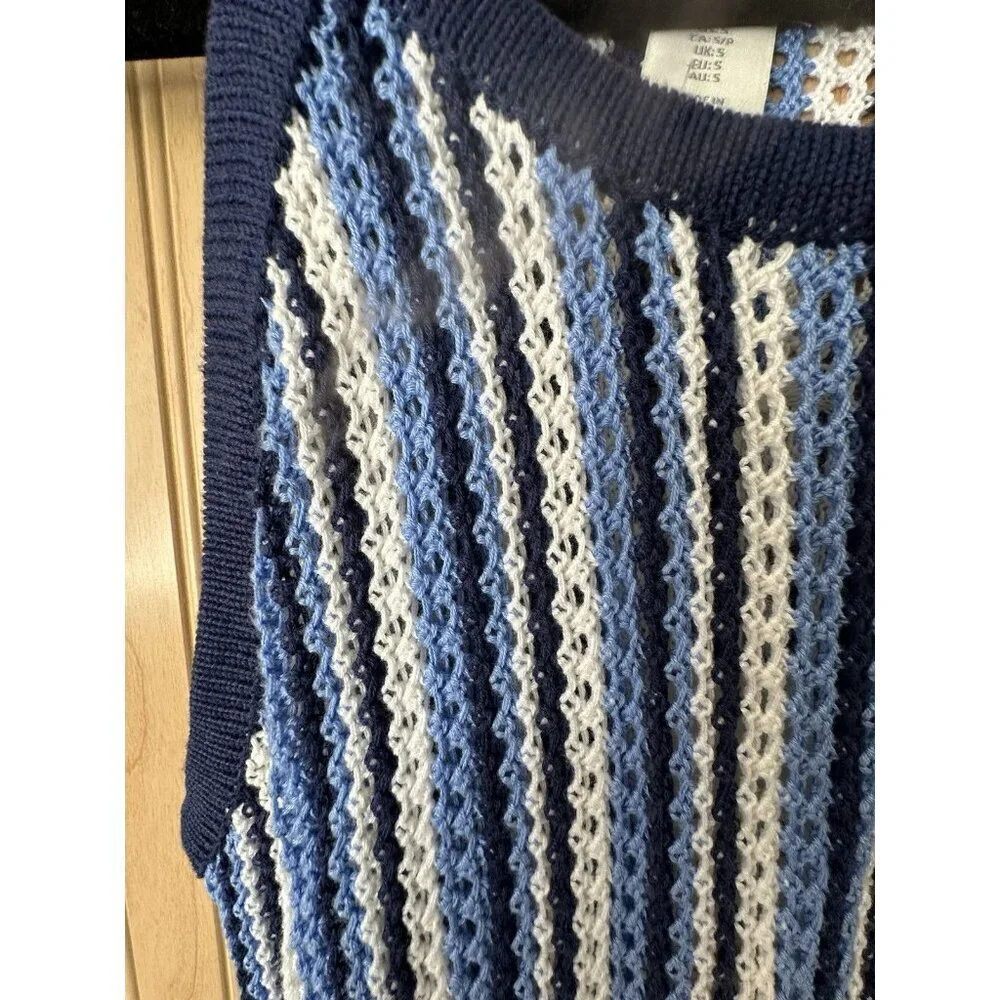 C&C California Summer / Swim Cover Up Knit Dress Size Small Blue White NWT - Picture 3 of 5